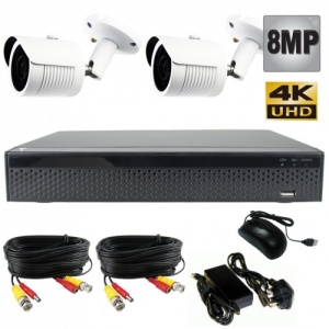 8Mp Night vision bullet CCTV Camera kit with 2 cameras & Dvr